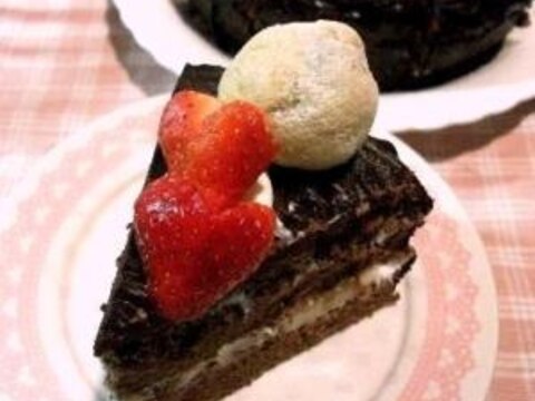 ハートいちごのチョコレートケーキ**